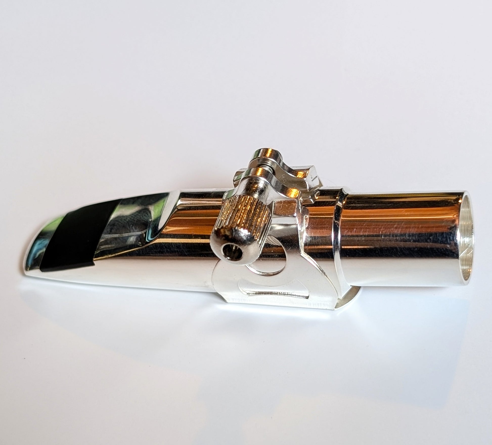 Silver J. Pickett AX-7 alto saxophone jazz mouthpiece with precision-leveled rails and professionally refaced bore opening