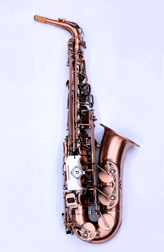 PNW Music copper-finished alto saxophone with Premium high F# key, warm tone quality, ideal for beginning students