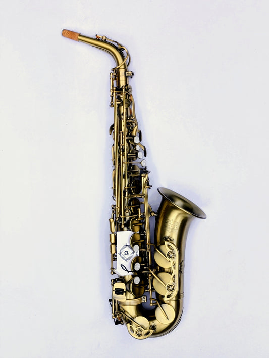 J. Pickett Foundation I Series alto saxophone with distinctive matte brass finish and Premium high F# key for students