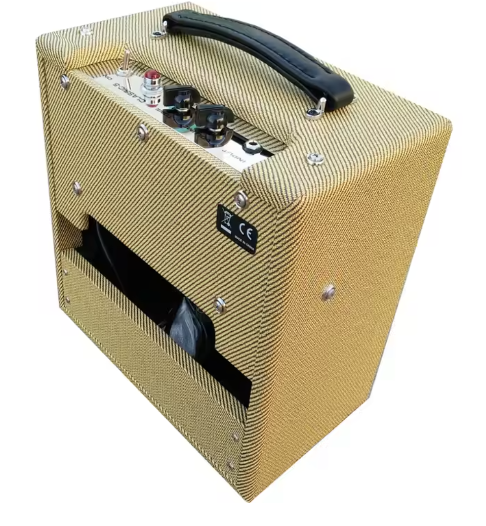 PNW Music 5-watt tweed tube combo amplifier with 6V6 power tube, 12AX7 preamp, handwired Class A design, 8-inch speaker, vintage styling